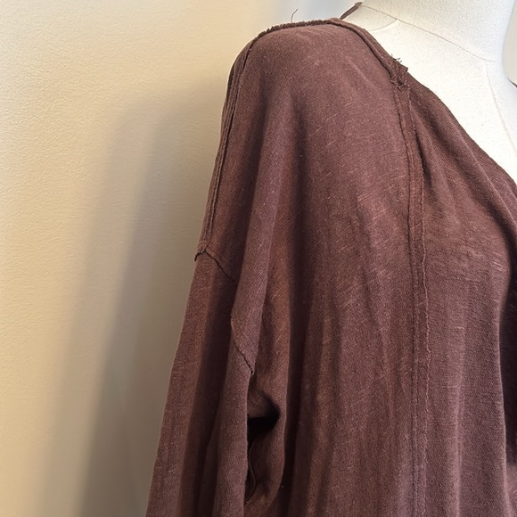 WE THE FREE x FREE PEOPLE brown linen/cotton blend sweater size extra small - Picture 6 of 10